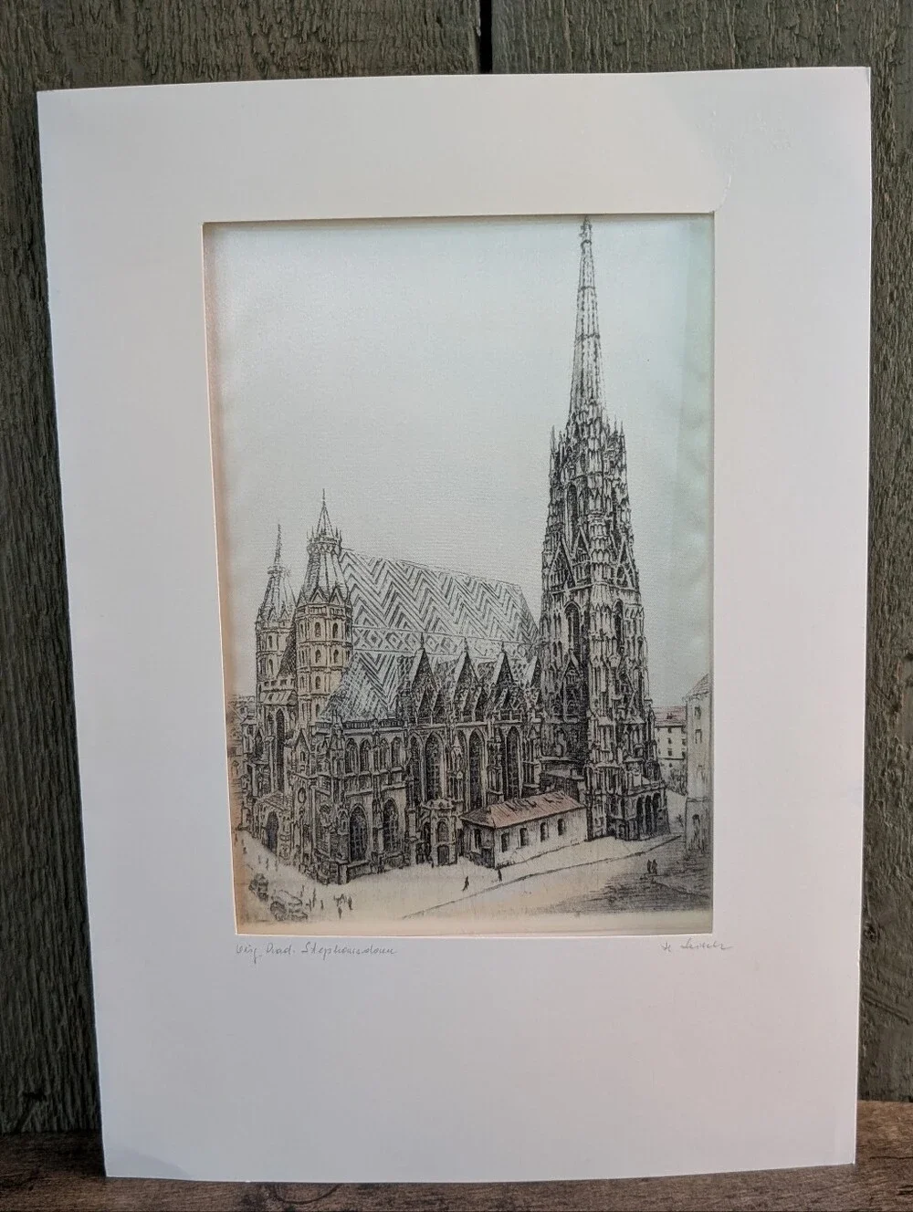 Hans Leisch, Signed Silk Etching of St. Stephen's Cathedral